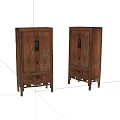 Traditional Chinese Wooden Decorative Cabinets With Double Doors And Carved Details