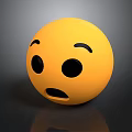 Yellow Surprised Emoji Face With Black Eyes And Open Mouth On Gray Background