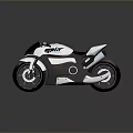 Futuristic White Black Modern Motorcycle With Streamlined Design And eLT Logo