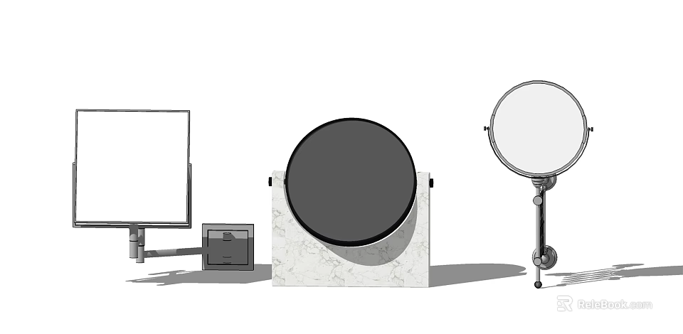 Round And Square Mirrors With Marble Base And Stand Design For Interior Decor 3d model 