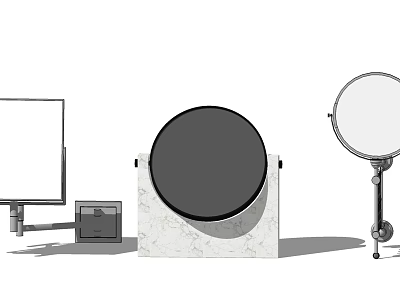 Round And Square Mirrors With Marble Base And Stand Design For Interior Decor 3d model