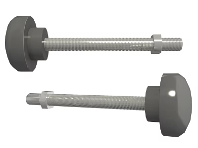 Sturdy Hardware Tools Metal Bolts With Gray Heads Hex Nuts And Threaded Shanks 3d model