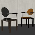 Modern Design Dining Chairs With Round Backrest Armrests And Dark Wooden Legs