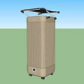 Two Brown Upright Air Purifiers With Mesh Top And Rolling Wheels Design