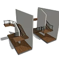 Modern Stairs Design With Wooden Steps Metal Railings And Angled Landing