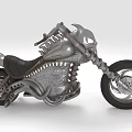 Unique Skull Head Custom Motorcycle With Metallic Frame And Black Leather Seat
