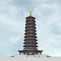 Chinese Pagoda Ancient Pavilion 3d model