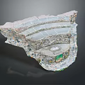 Stone Layered Structure With Circular Platform And Textured Mosaic Details 3d model