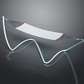 Modern Hammock with Curved Metal Stand White Fabric and Brown Trim in Minimalist Design