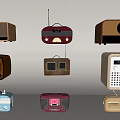 Multiple Vintage Headphone Speaker Models With Classic Retro Design Features 3d model