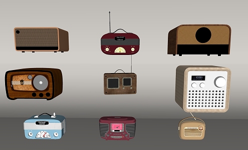 Small stereo nostalgic retro radio 3d model