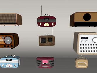 Small stereo nostalgic retro radio 3d model