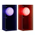 Modern Blue And Red Table Lamps With Circular Light And Transparent Panels