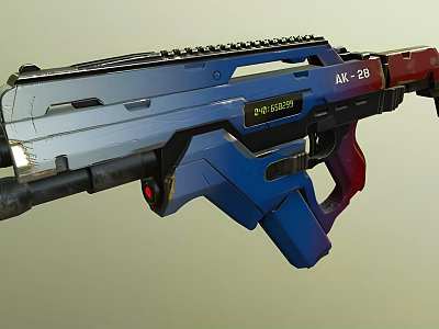 Futuristic Sci-Fi Weapon With Blue Red Gradient Design AVL29 Driver And Tactical Rail 3d model