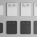 Modern Switch Panels In White And Black With Digital Thermostat Display For Home Interior