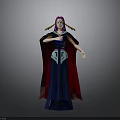 Anime Character With Purple Hair Blue Robe Red Cape And Green Chest Decoration