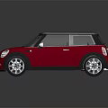 Red Compact Car With Black Roof Modern Design And Reflective Surface 3d model