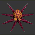 Vibrant Orange and Pink Octopus With Large Eyes And Colorful Tentacles