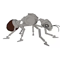 Mechanical Metal Ant Decorative Ornament Set with Stacked Books and Green Apples on Black Table