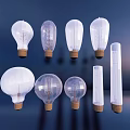 Various Transparent Light Bulbs In Different Shapes With Classic Base