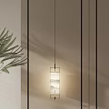 Modern Interior Square Shade Pendant Light With Landscape Pattern And Palm Leaf Shadow 3d model