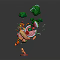 Vibrant Fresh Vegetables 3D Rendered Splashing With Corn Watermelon Carrots Broccoli And Tomatoes