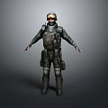 Game Movie Character In Tactical Gear With Helmet Goggles And Utility Pouches Standing Pose