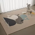 Square Area Rug With Whale Pattern And Beige Background For Kids Room 3d model