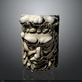Classical Stone Architectural Decorative Element With Intricate Face Carving And Ornate Top Design
