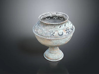 Ornate Vintage Bronze Vase With Intricate Floral Patterns And Decorative Base 3d model