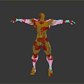 Superhero Character In Red Black Costume With Muscular Build And Extended Arms