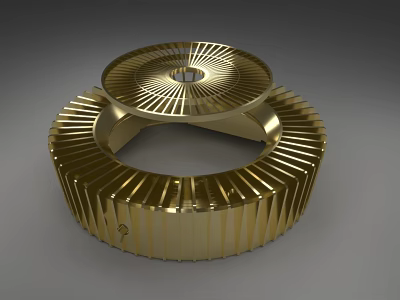 Elegant Golden Metallic Kitchen Appliance Part With Double Ribbed Ring Structure 3d model