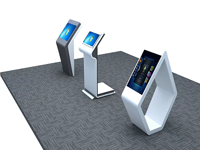 Modern Standing Touchscreen Kiosks With Various Stylish Designs And Interactive Display Screens 3d model