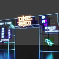 Modern Installation With Neon Lights 3D Frames And Chinese English Text 3d model