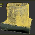 Commercial Equipment Circular Model Featuring Weathered Walls Small Windows Green Grass Base and Orange Top