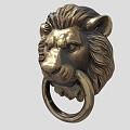 Lion's Door Buckle Lion's Head Metal Lion's Head Knocker Door Bolt Ancient Door Ringer Copper Door Handle Low Face Number Low Mold Simple Mold Movie and TV Grade Super Realistic 3d model