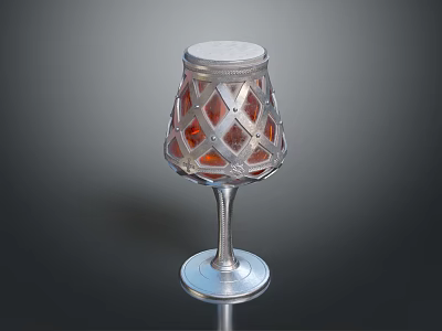 Decorative Household Living Supply Featuring Metal Diamond Pattern Glass Insert And Lid 3d model
