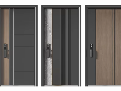 Contemporary Security Door Styles Featuring Wooden Metal And Stone Textured Panels 3d model
