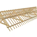 Wooden Roof Truss Structure for Residential Building Construction with Triangular Framework and Support Beams