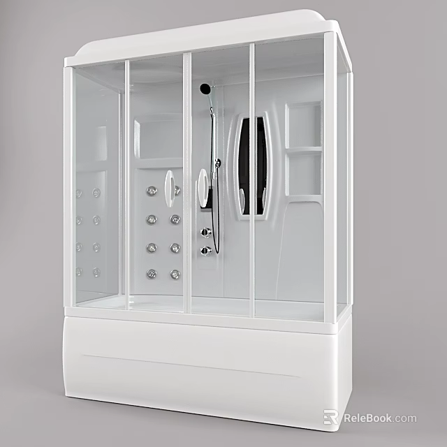 Modern White Shower Sauna Enclosure Design With Glass Door And Shower Head 3d model 