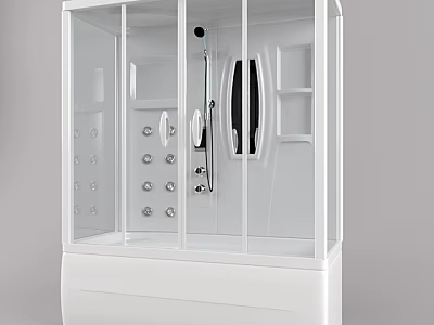 Modern White Shower Sauna Enclosure Design With Glass Door And Shower Head 3d model