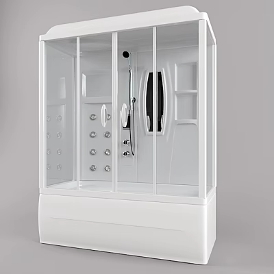 Modern White Shower Sauna Enclosure Design With Glass Door And Shower Head 3d model