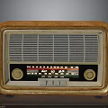 Vintage Electronic Radio With Wooden Casing Gold Trim Tuning Dial And Control Knobs