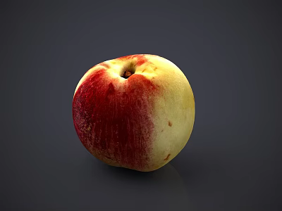 Juicy Ripe Peach with Red and Yellow Blush Smooth Surface on Dark Background 3d model