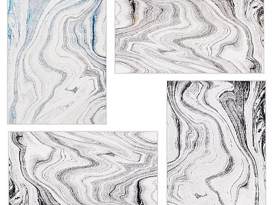 Modern Marble Pattern Square Carpet with White Gray Blue Colors for Home Decor 3d model