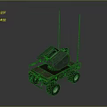 Green Wheeled Vehicle With Two Antennas And Military Communication Equipment
