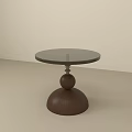 Modern Wooden Side Table With Round Top And Spherical Bell Shaped Base 3d model