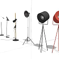 Contemporary Floor Lamps Featuring Different Styles And Metal Tripod Stands In Black Red