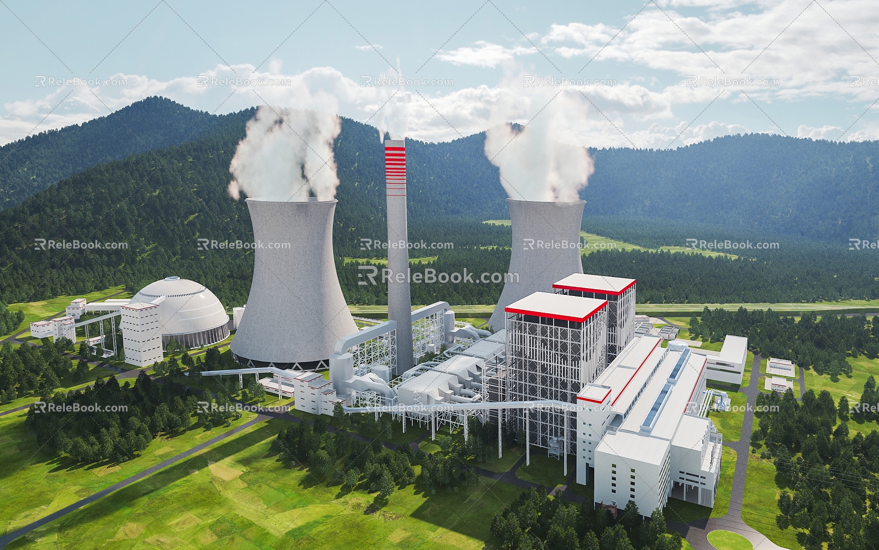 power plant new energy power plant power station high chimney model