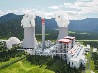 power plant new energy power plant power station high chimney 3d model